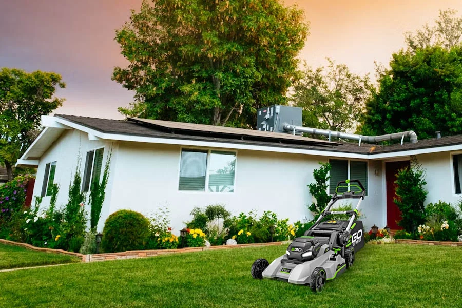 green electric lawn mower